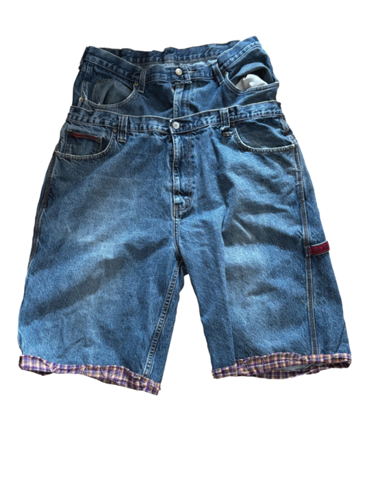 2005DOUBLEWAISTGIANTJORTS W/ PLAID HEM